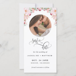 Foto, roze Floral Wedding Save the Date Bladwijzer