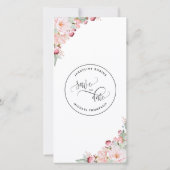 Foto, roze Floral Wedding Save the Date Bladwijzer (Achterkant)