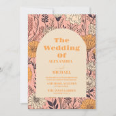 Foto Roze Geel Sinaasappel Wildflowers Bruiloft Kaart (Voorkant)