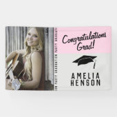 Foto roze Gefeliciteerd met Afstudeerder Graduatio Spandoek (Horizontaal)