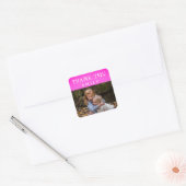 Foto Roze Girly Birthday Dank je Vierkante Sticker (Envelop)