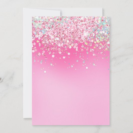 Foto Roze Glitter 6e Verjaardag Kaart (Achterkant)