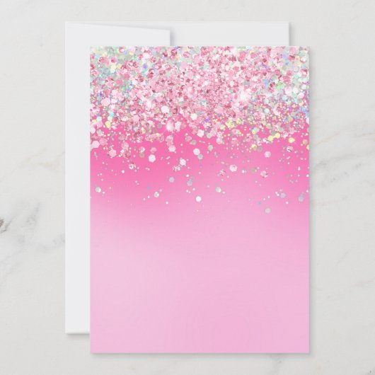 Foto Roze Glitter 9e Verjaardag Kaart (Achterkant)