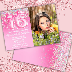 Foto Roze Glitters Zweet 16e Verjaardag Kaart