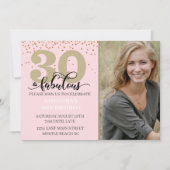 Foto roze Gold 30 en Fabulous Birthday Party in Kaart (Voorkant)