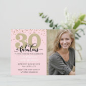 Foto roze Gold 30 en Fabulous Birthday Party in Kaart (Staand voorkant)