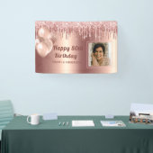 Foto Roze Goud 80e Verjaardag Gepersonaliseerde gl Spandoek (Beurs)