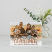 Foto Roze Goud Folie Kerstkaarten Folie Feestdagen Briefkaart (Staand Voorkant)