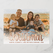 Foto Roze Goud Folie Kerstkaarten Folie Feestdagen Briefkaart (Voorkant)