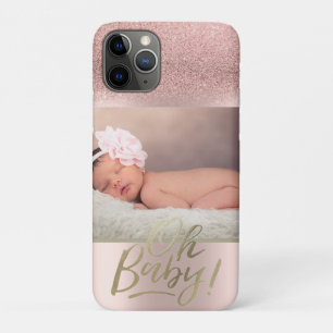 Foto Roze Goud Glitter Ombre Oh Baby Case-Mate iPhone Case