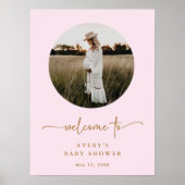 Foto Roze & Goud Meisje Baby shower Welkomstbord Poster (Voorkant)