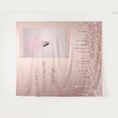 Foto roze gouden druppel Quinceanera Wandkleed (Voorkant (horizontaal))