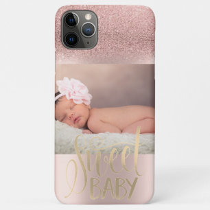 Foto Roze Gouden Glitter Ombre Zoete Baby Case-Mate iPhone Case