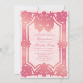 Foto Roze Gouden Masquerade Quinceanera Kaart (Voorkant)