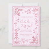 Foto Roze Hand Getekende Bloemetuin Bewaar De Datu Save The Date (Achterkant)