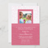 Foto Roze HoneySuckle Swirls Wedding Invitation Kaart (Voorkant)