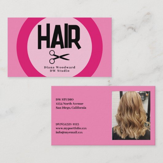 Foto Roze Kapsalon Visitekaartje (Voorkant / Achterkant)