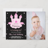 Foto Roze Kasteel onder Cloud Prinses Verjaardag Kaart (Voorkant)