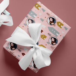 Foto Roze Kerst Cadeaupapier