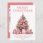 Foto Roze Kerstboom vakantie Kaart (Voorkant / Achterkant)