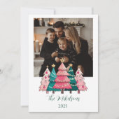 Foto Roze Kerstbos Feestdagenkaart (Voorkant)