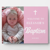 Foto Roze Meisje Doop Welkomstbord Fotoplaat (Voorkant)