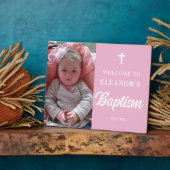 Foto Roze Meisje Doop Welkomstbord Fotoplaat (Zijkant)