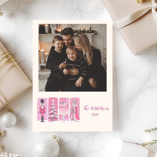 Foto Roze Notenkraker Ballet Kerstmis Feestdagenkaart