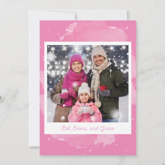 Foto Roze Poinsettia Kerst Vakantiekaart Kaart (Achterkant)