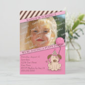Foto roze puppy Party Kaart (Staand voorkant)