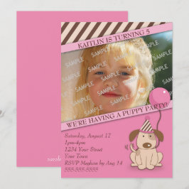 Foto roze puppy Party Kaart