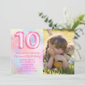Foto Roze Regenboog 10e Verjaardag Kaart (Staand voorkant)