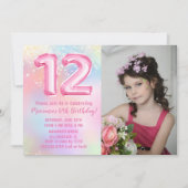 Foto Roze Regenboog 12e verjaardag Kaart (Voorkant)
