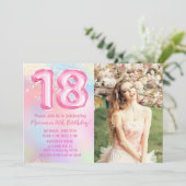 Foto Roze Regenboog 18e verjaardag Kaart (Staand voorkant)