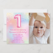 Foto Roze Regenboog 1e Verjaardag Kaart (Voorkant)