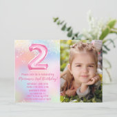 Foto Roze Regenboog 2e verjaardag Kaart (Staand voorkant)