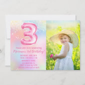 Foto Roze Regenboog 3e verjaardag Kaart (Voorkant)