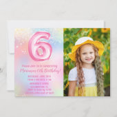Foto Roze Regenboog 6e verjaardag Kaart (Voorkant)