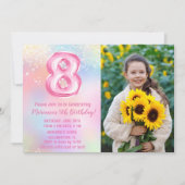 Foto Roze Regenboog 8e verjaardag Kaart (Voorkant)