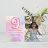 Foto Roze Regenboog 9e verjaardag Kaart (Staand voorkant)