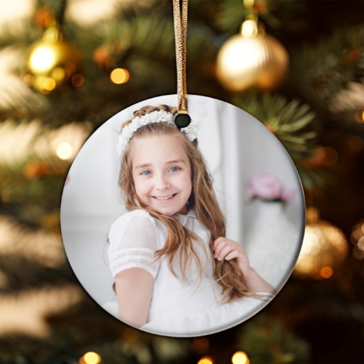 Foto: Roze Religieuze Kruismeisje Eerste Communie Keramisch Ornament