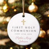 Foto: Roze Religieuze Kruismeisje Eerste Communie Keramisch Ornament