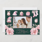 Foto Roze Retro Vintage Kerstmis Feestdagenkaart (Voorkant)