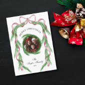  Foto Roze Ribbon Krans Vrolijk Kerstfeest Kaart