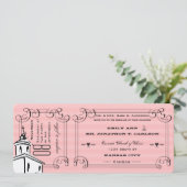 Foto roze Romantic Chapel Ticket Weddenschap Kaart (Staand voorkant)