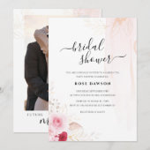 Foto Roze Rood & Goud Bloementuin Vrijgezellenfees Kaart (Voorkant / Achterkant)