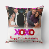 Foto Roze Rood XOXO Jubileum Toen En Nu Chic Kussen (Voorkant)