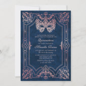 Foto Roze Rose Gold Masquerade Quinceanera Kaart (Voorkant)