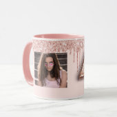 Foto roze roze roze roze roos glitter ballon mok (Voorkant links)