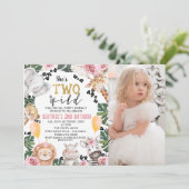 Foto Roze Rozen Safari Twee Wilde Verjaardag Kaart (Staand voorkant)